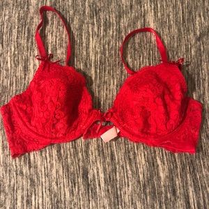 Red lace bra